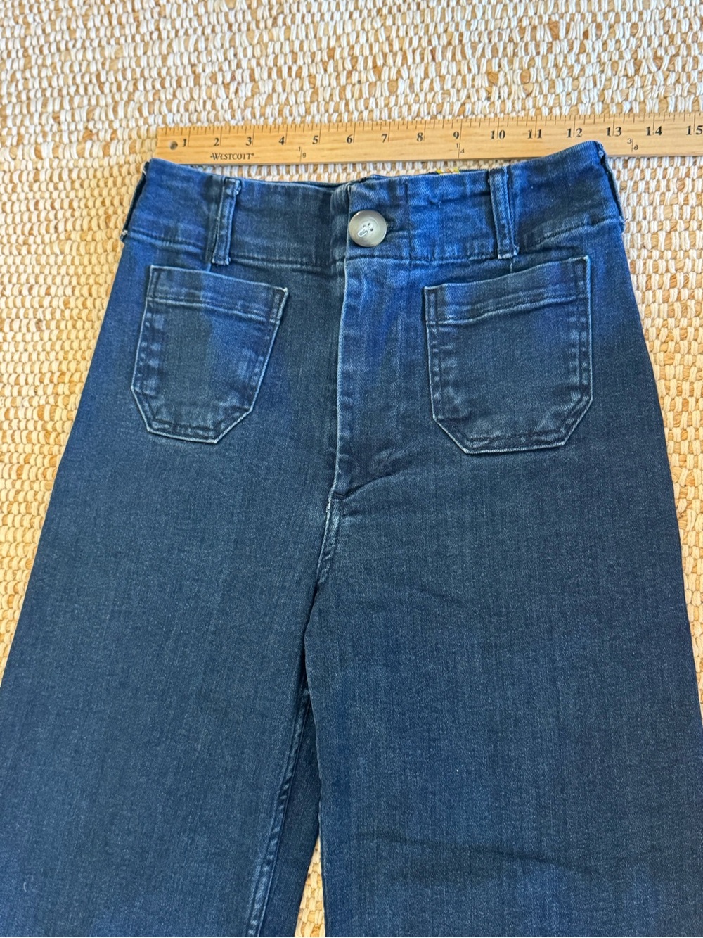Anthropologie The Colette Denim Cropped Wide-Leg Jeans by Maeve size 27 Dark - Picture 8 of 9